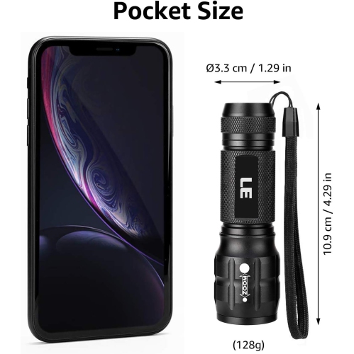 Lighting EVER LED Flashlights High Lumens, Small Flashlight, Zoomable, Waterproof, Adjustable Brightness Flash Light for Outdoor, Emergency, Camping,