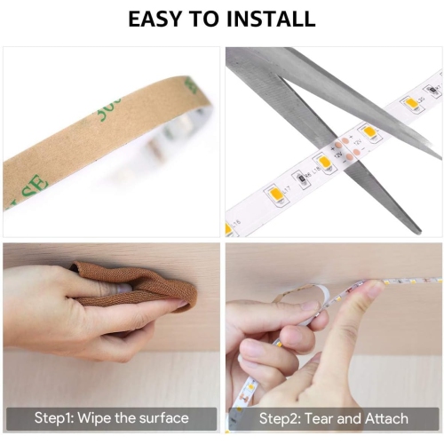 Lepro LED Strip Lights, 16.4ft 12V Dimmable and Flexible 3000K Warm White Strip Lights, 300 Units 2835SMD Tape Light for Home, Kitchen, Bedroom, Car