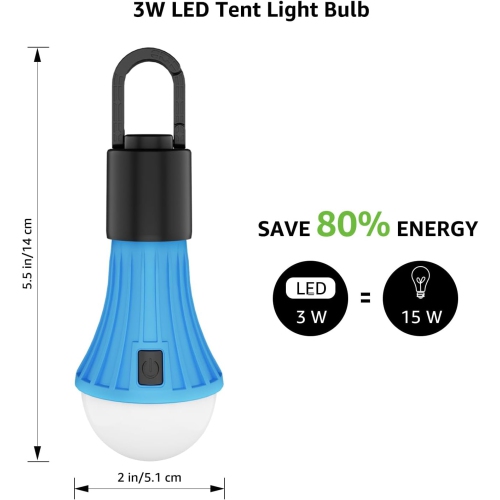 Lepro RGB Camping Light Bulbs, 7 Light Modes Rechargeable LED Camping Lanterns, Waterproof Hanging Tent Lights with Clip Hook for Camping, Fishing,