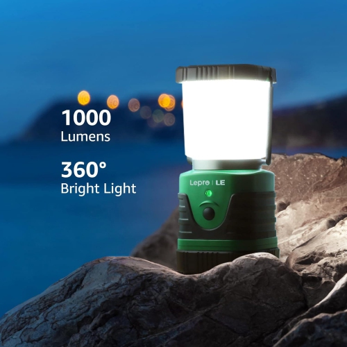LE Rechargeable LED Camping Lantern , 1000 Lumen Camping Light, 4 Lighting Modes Camping Lamp, 4400mAh Power Bank, IP44 Waterproof, Tent Light for