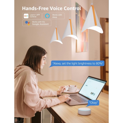 Lepro BR1 AI Smart Light Bulbs, Dimmable BR30 Bulbs, Work with Alexa & Google Home, Music Sync, RGBWW Colour Changing Light Bulb, Flood Light Bulbs,