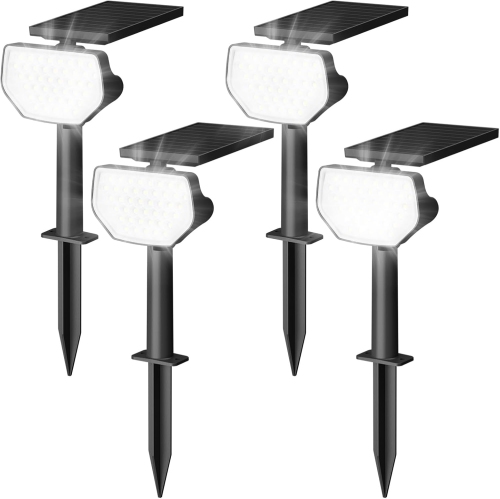 Lepro Solar Spotlights Outdoor 4-Pack, 43 LEDs Outdoor Solar Lights 6500K Daylight White, IP65 Waterproof, Dusk-to-Dawn, Auto On/Off Solar Garden