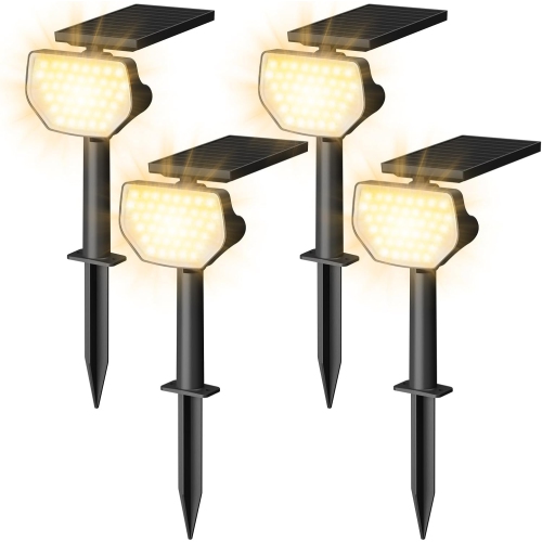 Lepro Solar Spotlights Outdoor 4-Pack, 43 LEDs Outdoor Solar Lights 3000K Warm White, IP65 Waterproof, Dusk-to-Dawn, Auto On/Off Solar Garden Lights
