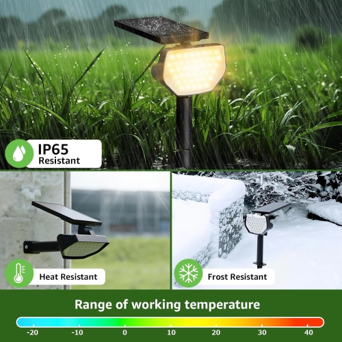 Lepro Solar Spotlights Outdoor 4-Pack, 43 LEDs Outdoor Solar Lights 3000K Warm White, IP65 Waterproof, Dusk-to-Dawn, Auto On/Off Solar Garden Lights