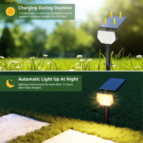 Lepro Solar Spotlights Outdoor 4-Pack, 43 LEDs Outdoor Solar Lights 3000K Warm White, IP65 Waterproof, Dusk-to-Dawn, Auto On/Off Solar Garden Lights