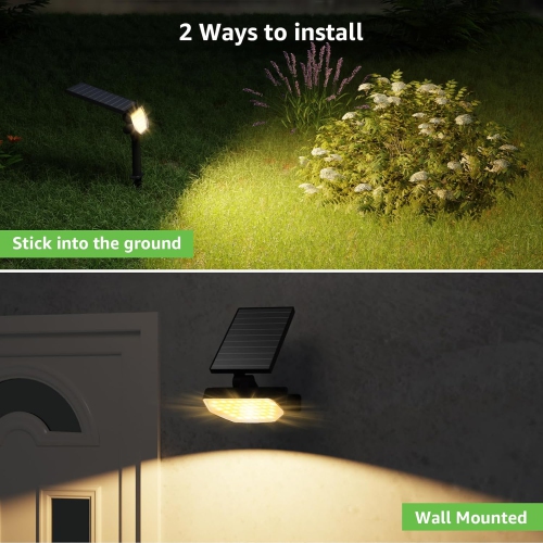 Lepro Solar Spotlights Outdoor 4-Pack, 43 LEDs Outdoor Solar Lights 3000K Warm White, IP65 Waterproof, Dusk-to-Dawn, Auto On/Off Solar Garden Lights