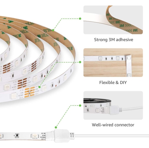 LE Smart Led Lights, 32.8ft(16.4ft*2) 300 LEDs WiFi LED Strip Lights, APP Control Smart LED Light Strip, Work with Alexa and Google Assistant,