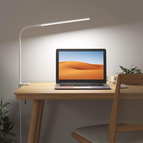 Lepro Desk Lamp with Clamp Clip on Light, Flexible Gooseneck Desk Light, Dimmable LED Reading Light with 3 Color Modes 10 Brightness, Eye-Caring
