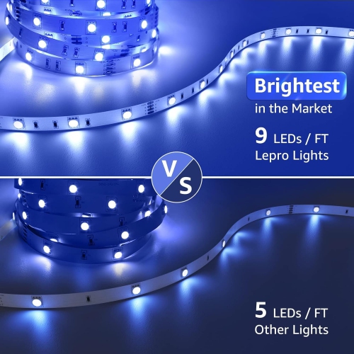 Lepro LED Lights, 16.4ft LED Lights Strip for Bedroom, 150 LEDs LED Light Strips for Room Decor, Remote Control, RGB LED Strip Lights for Kitchen, TV