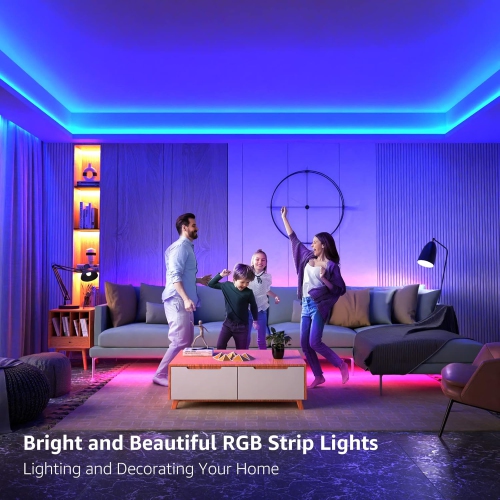 Lepro LED Lights, 16.4ft LED Lights Strip for Bedroom, 150 LEDs LED Light Strips for Room Decor, Remote Control, RGB LED Strip Lights for Kitchen, TV