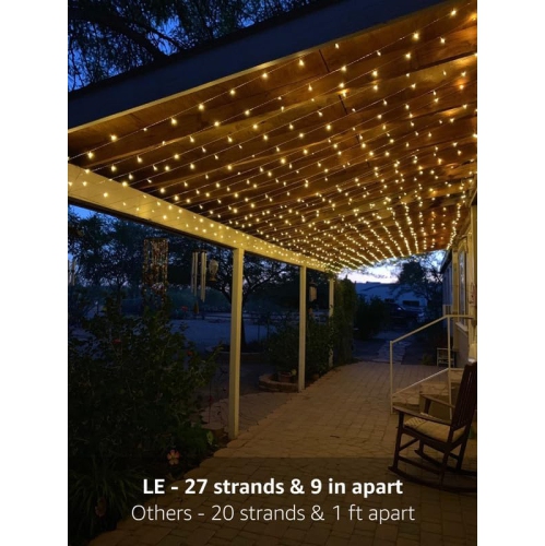 LE LED Curtain Lights, 594 LEDs 19.7 x 9.8 ft Fairy Lights Plug in, 8 Lighting Modes String Lights Indoor, Outdoor Patio Twinkle Lights for Bedroom