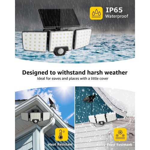 Lepro Solar Motion Sensor Light Outdoor, 1000LM 6500K Bright Solar Lights Outdoor, Separate Solar Panel, 2 Modes, Remote Control, IP65 Waterproof,