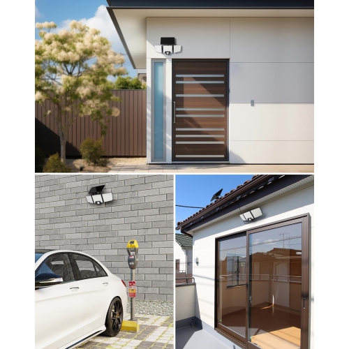 Lepro Solar Motion Sensor Light Outdoor, 1000LM 6500K Bright Solar Lights Outdoor, Separate Solar Panel, 2 Modes, Remote Control, IP65 Waterproof,