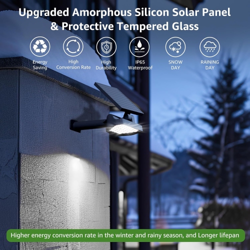 Lepro Solar Spotlights Outdoor 2-Pack, 43 LEDs Outdoor Solar Lights 6500K Daylight White, IP65 Waterproof, Dusk-to-Dawn, Auto On/Off Solar Garden