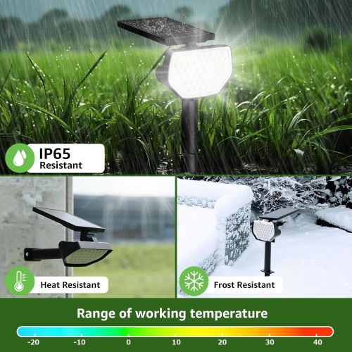 Lepro Solar Spotlights Outdoor 2-Pack, 43 LEDs Outdoor Solar Lights 6500K Daylight White, IP65 Waterproof, Dusk-to-Dawn, Auto On/Off Solar Garden