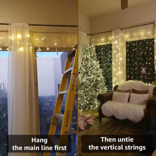 LE LED Curtain Lights, 306 LEDs 9.8 x 9.8 ft Fairy Lights Plug in, 8 Lighting Modes String Lights Indoor, Outdoor Patio Twinkle Lights