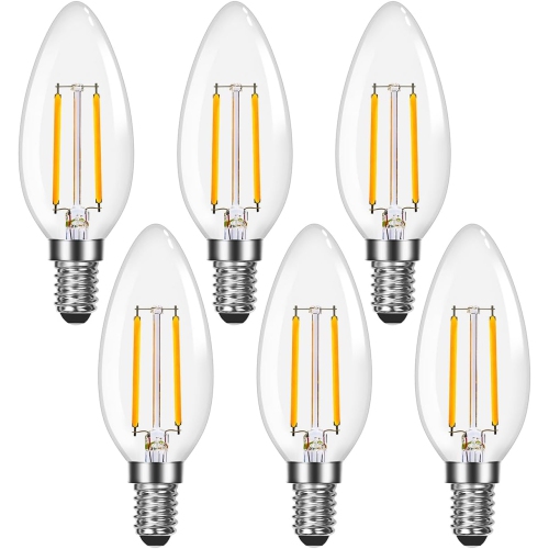 LEPRO  Chandelier Light Bulbs Dimmable Led, E12 Candelabra Bulbs, 60W Equivalent Candle Light Bulbs, 2700K Warm White, 500 Lumens, Vintage Led Edison