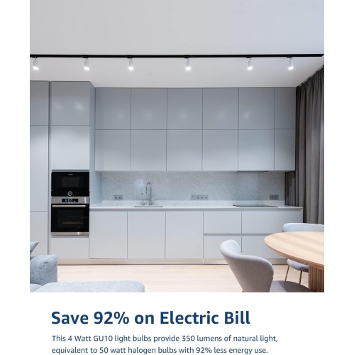 LE GU10 LED Bulbs, 5000K Daylight White GU10 Bulb 50W Equivalent Non-Dimmable, 4W PAR16 LED Spotlight Bulb for Track Lighting, 350lm Light Bulbs for