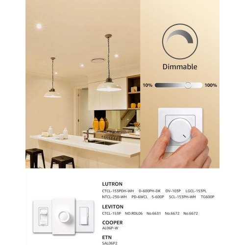 Lepro Dimmable LED Light Bulbs, 60W Equivalent LED Bulb 6 Packs, 2700K Warm White, 9.5W 800LM A19 E26 Standard Medium Base, UL FCC Listed, 15000 Hour