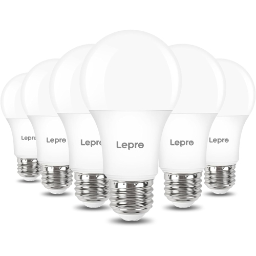LEPRO  Dimmable Led Light Bulbs 6 Packs, 60W Equivalent Led Bulb, 5000K Daylight White, 9.5W 800Lm A19 E26 Standard Medium Base, Ul Fcc Listed, 15000