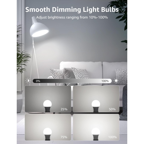 Paquet de 6 ampoules LED à intensité réglable de Lepro, ampoule LED équivalente à 60&nbsp;W, blanc jour 5000 K, 9,5&nbsp;W 800LM A19 E26 standard à