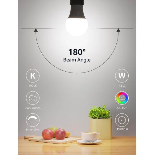 Paquet de 6 ampoules LED à intensité réglable de Lepro, ampoule LED équivalente à 60&nbsp;W, blanc jour 5000 K, 9,5&nbsp;W 800LM A19 E26 standard à