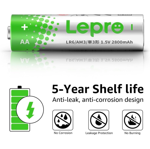 Lepro AA Batteries 24 Count, Double A Alkaline Batteries with Ultra Long-Lasting Power, 1.5 Volt 2800mAh LR6, Holds Power Up to 5 Years