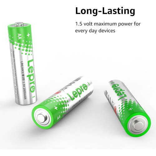 Lepro 48 Pack AA and AAA Batteries Combo Pack, High-Performance Alkaline Batteries, Included 24 Double AA Batteries & 24 Triple AAA Batteries