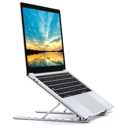 PRIME MADE  Laptop Stand for Desk, Teumi Aluminum 5-Levels Adjustable Portable Computer Stand Laptop Cooling Pad, Ventilated Laptop Riser Compatible