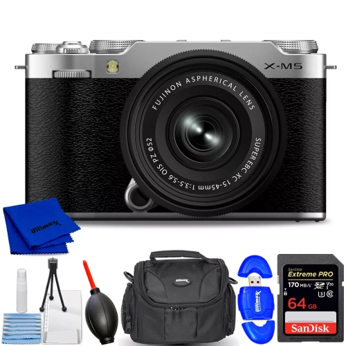 Appareil photo sans miroir X-M5 de FUJIFILM avec objectif XC 15-45&nbsp;mm f/3,5-5,6 - Ensemble