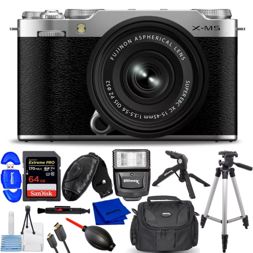 FUJIFILM X-M5 Mirrorless Camera with XC 15-45mm Lens - 12PC Bundle