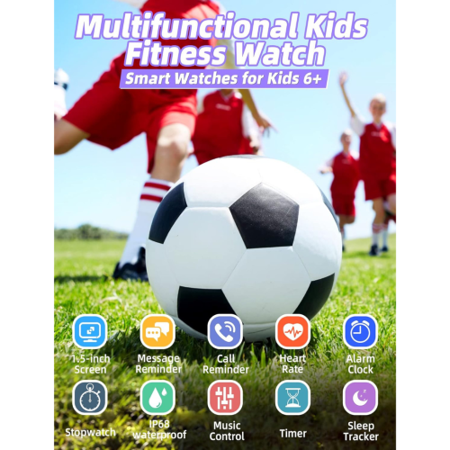 Kids Smart Watch for Boys Girls,IP68 Waterproof Kids Fitness Activity Tracker Watch,Heart Rate Sleep Monitor,8 Sport Modes,Pedometers,Calories