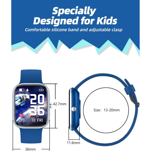 Kids Smart Watch for Boys Girls,IP68 Waterproof Kids Fitness Activity Tracker Watch,Heart Rate Sleep Monitor,8 Sport Modes,Pedometers,Calories