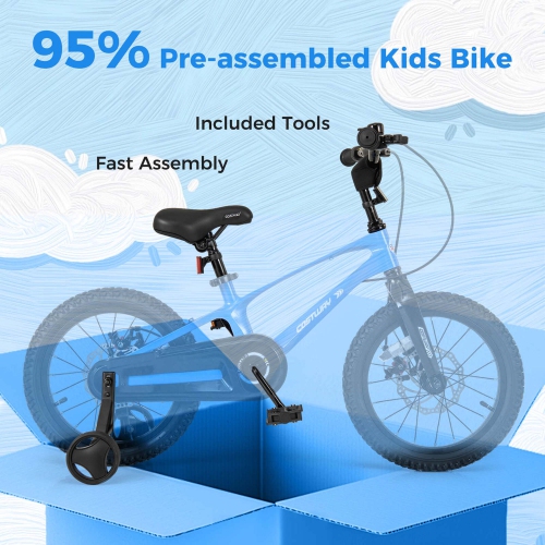 Vélo pour enfants de 16&nbsp;po de Costway avec guidon réglable et deux freins à disque de type selle