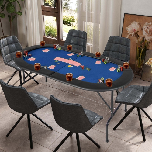 Table de poker 8 Players de Costway avec 8 porte-gobelets et accoudoirs confortables, surface lisse en feutre