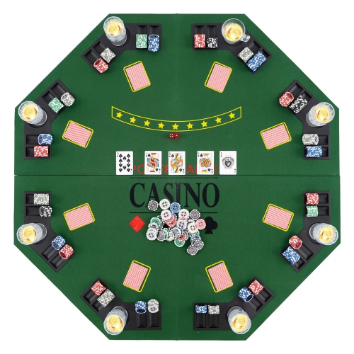 Dessus de table de poker de 48&nbsp;po de Costway – Surmontoir de table de poker Texas Holdem pliable pour 8 joueurs