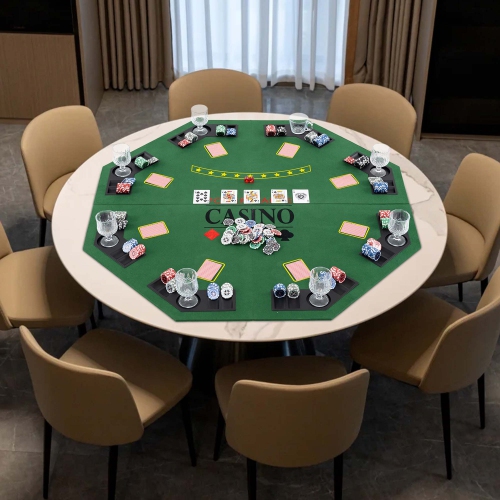 Dessus de table de poker de 48&nbsp;po de Costway – Surmontoir de table de poker Texas Holdem pliable pour 8 joueurs