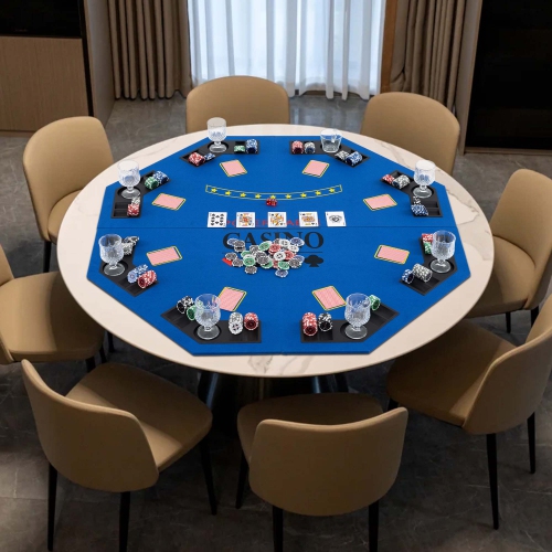 Dessus de table de poker de 48&nbsp;po de Costway – Surmontoir de table de poker Texas Holdem pliable pour 8 joueurs