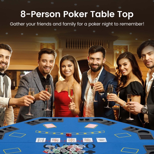 Dessus de table de poker de 48&nbsp;po de Costway – Surmontoir de table de poker Texas Holdem pliable pour 8 joueurs