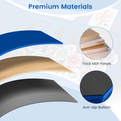 Dessus de table de poker de 48&nbsp;po de Costway – Surmontoir de table de poker Texas Holdem pliable pour 8 joueurs