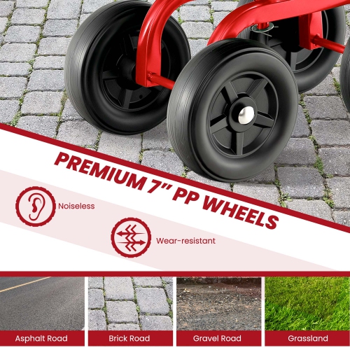 Siège de travail robuste avec chariot de jardin à roulettes de Costway, siège pivotant à 360° et hauteur réglable