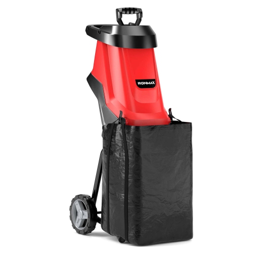 Ironmax 15 AMP Leaf Shredder Mulcher with Plunger & Collection Bag Wheels for Branches
