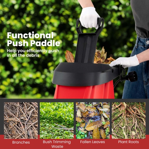 Ironmax 15 AMP Leaf Shredder Mulcher with Plunger & Collection Bag Wheels for Branches