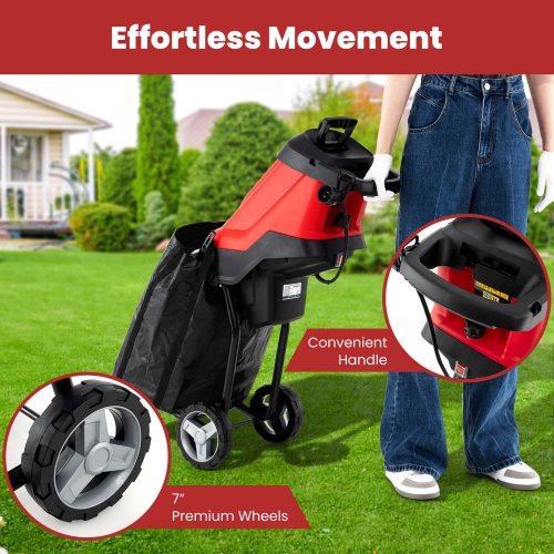 Ironmax 15 AMP Leaf Shredder Mulcher with Plunger & Collection Bag Wheels for Branches