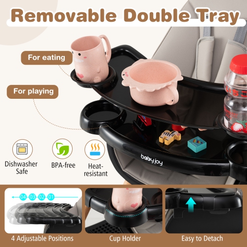 Ensemble de chaises de table convertibles 6-en-1 de Costway pour bébés et tout-petits avec table à blocs de construction