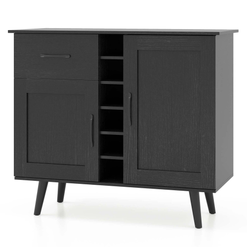 Costway 2-Door Wine Bar Cabinet Kitchen Sideboard Buffet with Drawer & Adjustable Shelves