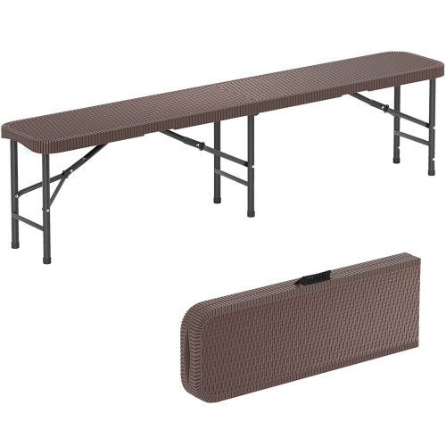 Costway 6 ft Plastic Folding Bench with 1320 LBS Capacity Handle & Lock For Outdoor Camping