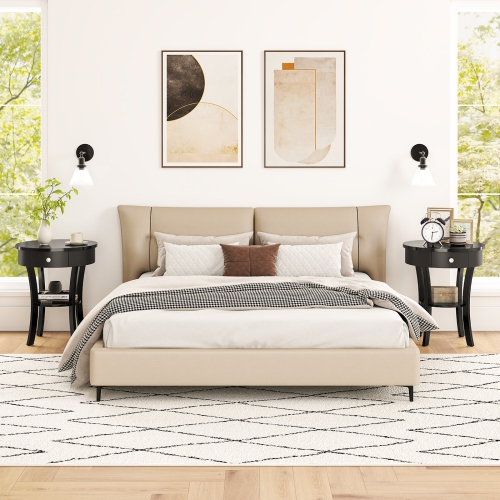 Costway 2 PCS 2-tier Side End Sofa Table Round Nightstand Bedroom Living Room