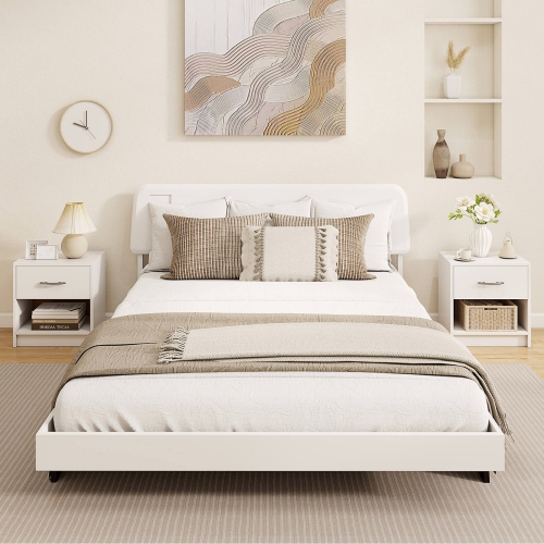 Costway Modern Nightstand Bedside Table with Drawer Open Storage Shelf for Small Spaces