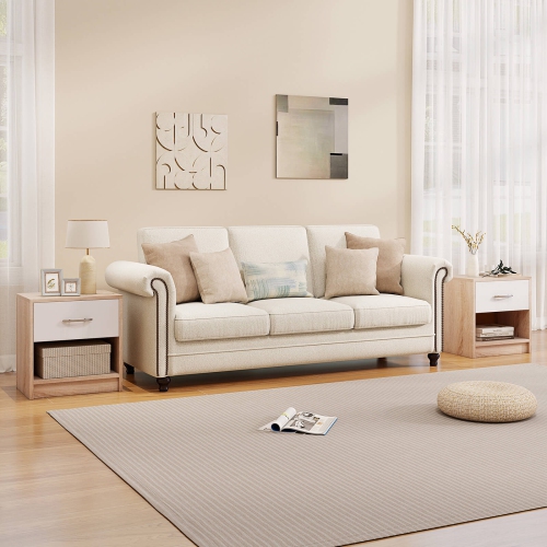 Costway Modern Nightstand Bedside Table with Drawer Open Storage Shelf for Small Spaces